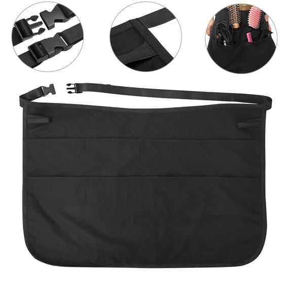 Fasiaou Adjustable Waist Belt Half Apron for Restaurant & Kitchen Use, Multi-Pocket Server Apron with Long Ties, Durable & Water-Repellent Fabric,As Show