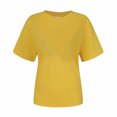 thumbnail image 5 of Yuyuzo T-Shirts d'Été pour Femmes Décontractés à Col Rond à Manches Courtes Hauts Tee Amples Blouses Unies, 5 of 5