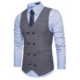 thumbnail image 2 of CEHVOM Men Woolen Double-breasted Vest Suit Retro Business Waistcoat, 2 of 5