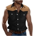 thumbnail image 3 of Sentmoon Mens Tank Top Summer Sleeveless Lapel Workout Clothes Color Block with Pockets Relaxed Fit Plus Size Compression Men T Shirts Hawaiian for Casual Streetwear Khaki XXXL, 3 of 6