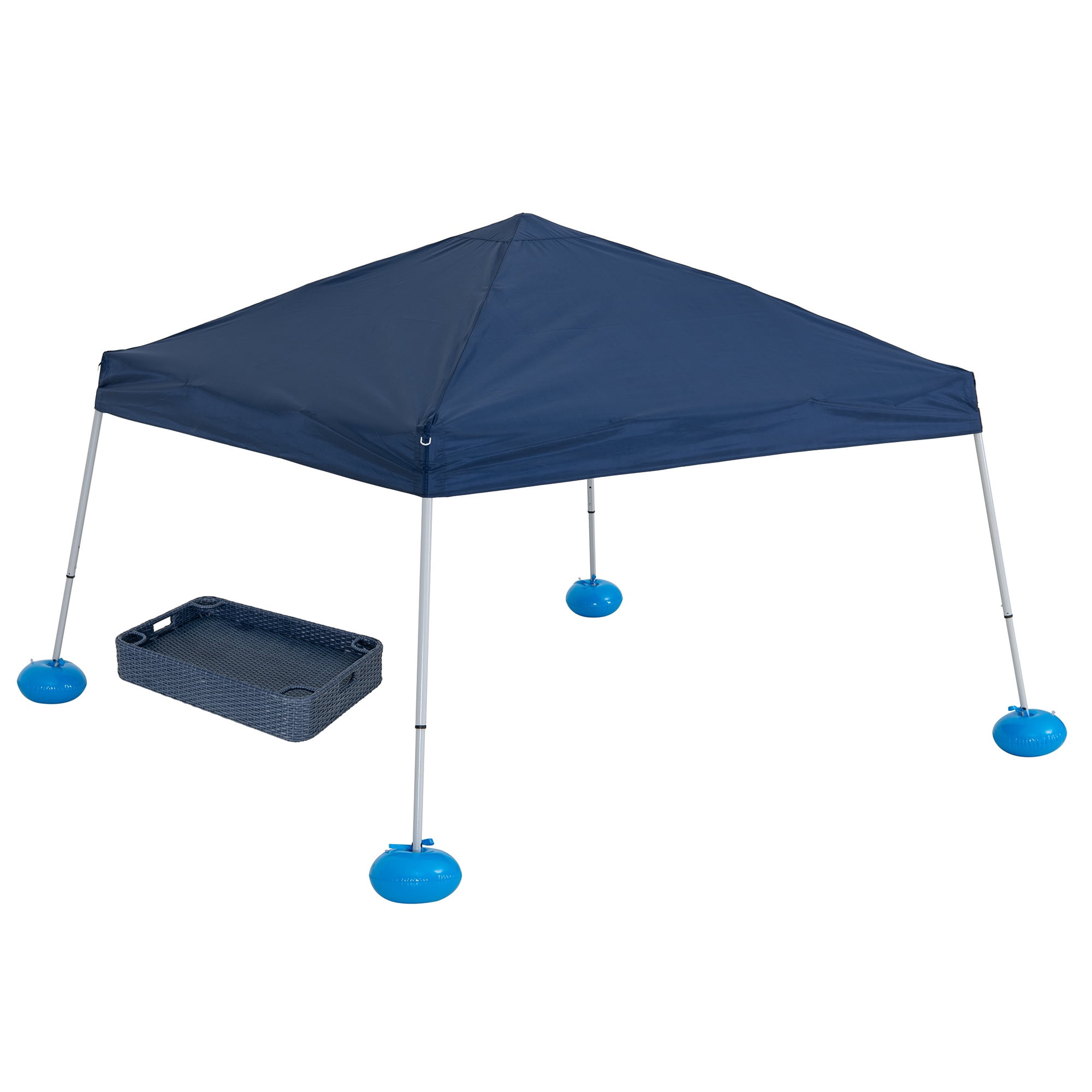 Sunjoy Floating Pool Canopy with Add-on 36x24 in. Wicker Tray,Gray