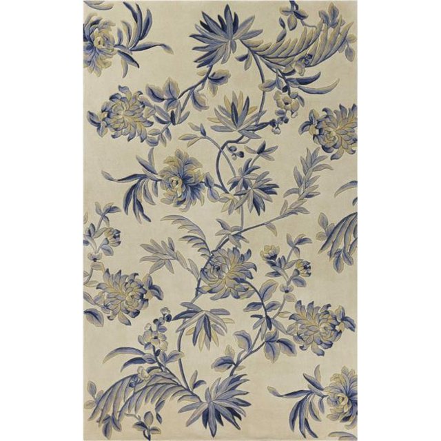 HomeRoots 354038 30 x 50 in. Wool Ivory & Blue Area Rug