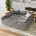 thumbnail image 3 of HONBAY Convertible Modular Sofa Sleeper Customizable Couches Sectional with Storage for Living Room, Grey, 3 of 6
