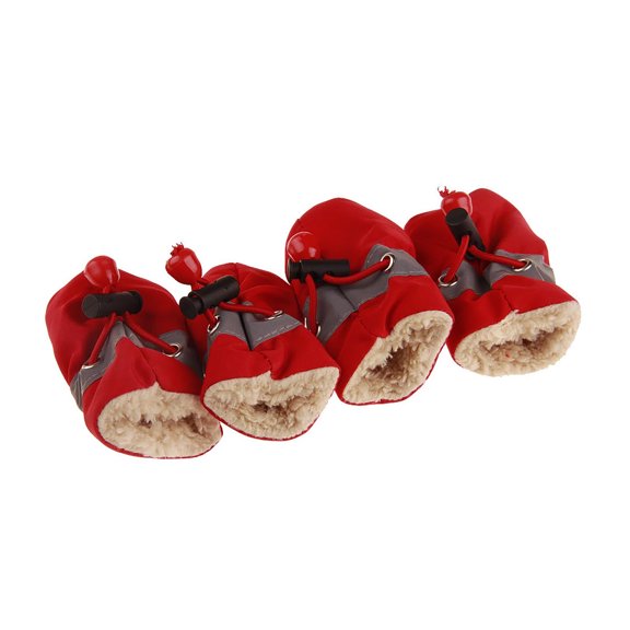 Oliegs Calendar Winter Warm Boots 4PCS Fleece Lined Protectors With Adjustable Drawstring Slip Puppy Shoes For Small Medium (Size 1 7 Multiple Colors) Christmas