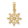 thumbnail image 3 of 14k Yellow Gold Ship Wheel Necklace Charm Pendant Seashore Boating, 3 of 8
