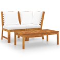 thumbnail image 1 of vidaXL 3 Piece Garden Lounge Set with Cream Cushion Solid Acacia Wood, 1 of 5