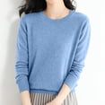 thumbnail image 2 of TJAZFJPA Chandails d'Automne pour Femmes 2024 Col en V Court Chandail de Base en Laine pour Femmes Hauts Col Rond Manches Longues Voyage Randonnée T-Shirt T-Shirt Chandail Chandail Vintage Chandails pour Femmes, 2 of 8