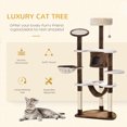 thumbnail image 4 of PawHut Arbre à Chat en Peluche à Plusieurs Niveaux pour Grands Chats Adultes, 60 Pouces H, Brun, 4 of 10