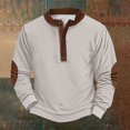 thumbnail image 1 of Men's Retro Halloween Quarter Button Collar Sweatshirt Haunted House Acting Essential Partially Buttoned Pullover Vintage Horror Print Last-Minute Halloween Party, 1 of 4