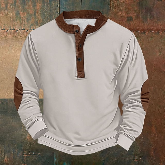 Men's Retro Halloween Quarter Button Collar Sweatshirt Haunted House Acting Essential Partially Buttoned Pullover Vintage Horror Print Last-Minute Halloween Party
