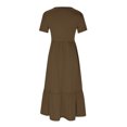 thumbnail image 5 of Jusqu'à 65 % de Rabais! Robes d'Été Mode pour Femmes 2024 Grande Taille Décontractées à Manches Courtes Col Ras du Cou Robe Décontractée Fluide à Étages Maxi de Plage avec Poches, 5 of 5