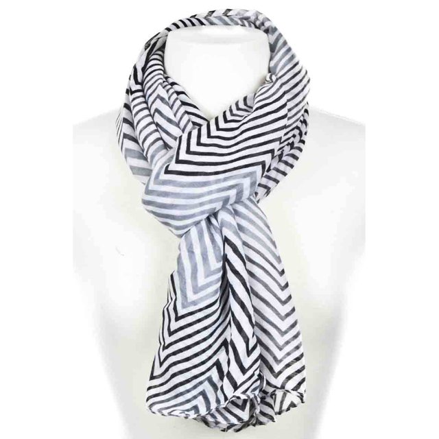 Foulard Chevron Fine Mode pour Femmes - Noir et Blanc