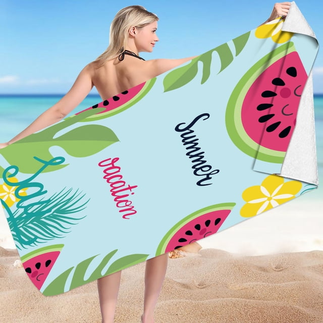 TopLLC Microfiber Beach Towel, Oversized Cute Fruit Pattern Sand-Free Beach Towel, Thin Lightweight Absorbent Quick Dry Pool Towels Soft Breathable Travel Bath Towel for Adults Kids(30"x59")