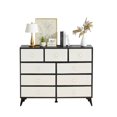 thumbnail image 3 of Commode de Rangement à 9 Tiroirs avec Dessus en Bois - Organisateur MDF Noir pour Chambre, Salon, Cuisine - Commode Moderne, 3 of 5