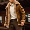 thumbnail image 2 of Veste d'Hiver pour Hommes Décontractée Unie à Col Rabattu, d'Hiver, Épaissie, Fraîche, à Fermeture Éclair, Patchwork, Manteaux, 2 of 9