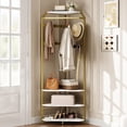 thumbnail image 1 of Eastvita Corner Coat Rack with Shoe Bench/6 Double Hooks - Hall Tree with Storage/Organizer Shelf for Entryway/Hallway or Closet (02 Gold), 1 of 6