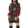 thumbnail image 1 of Jsaierl Robe à Capuchon pour Femmes Noël Grande Taille Tunique de Noël Chandails à Capuchon Robes Chandail Femme Tenue d'Automne Tendance, 1 of 5