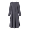 thumbnail image 1 of LSLJS Robe Maxi Ample Unie à Manches Longues pour Femme avec Poche en Mousseline, Robe Ample de Printemps Hiver pour Fille, Robe Grande Taille, 1 of 4