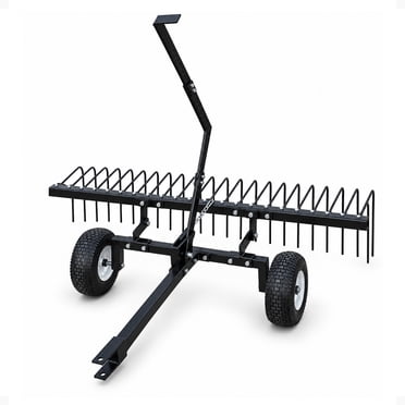 Yard Tuff Râteau Paysager pour Pelouse en Acier de 60 Pouces pour VTT avec Remorquage Arrière, Roues et Poignée