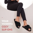 thumbnail image 2 of Women's Fuzzy Slippers Cross Band Memory Foam House Slippers Open Toe, 2 of 6