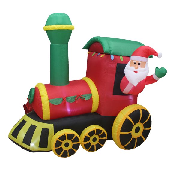 A Holiday Company Décoration de Pelouse Gonflable de 6,5 Pieds Train de Vacances du Père Noël