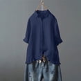 thumbnail image 1 of BVOFAR Women's Cotton Linen Button Down Shirts Summer Solid Color Blouses Trendy Casual 3/4 Sleeve Tops Ruffle Hem Plus Size T-Shirts, 1 of 6