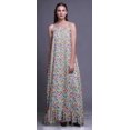 thumbnail image 2 of Bimba Nuisette Colorée à Plumes Menthe Pastel pour Femmes, Imprimée, Bretelles Spaghetti, Robe Maxi, Vêtement de Nuit, Moyen, 2 of 5