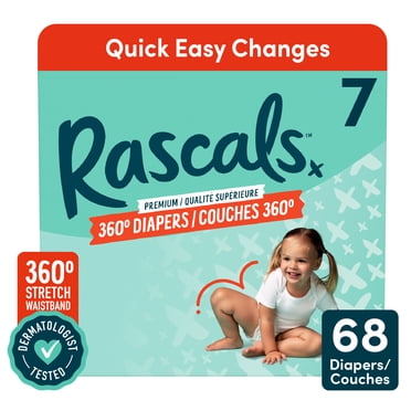 Couches Rascals Premium 360, Taille 7, 68 unités