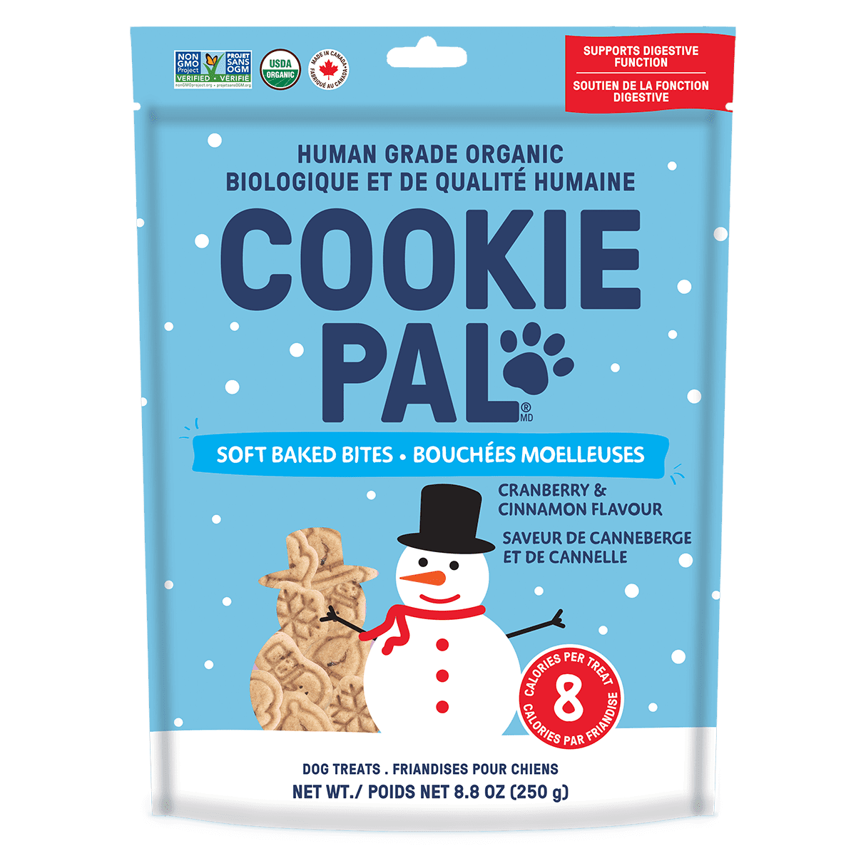 COOKIE PAL Cranberry & Cinnamon Soft Baked Bites Human Grade and Organic Dog Treats 250g