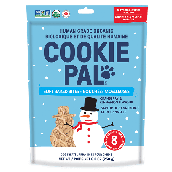 COOKIE PAL bouchées moelleuses aux canneberges et à la cannelle, biologiques et de qualité humaine, 250g