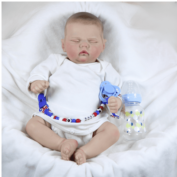 WAWA-HAOKEAI Oliver James Poupée Bébé Garçon Reborn de 17 Pouces avec Corps en Tissu Lesté et Accessoires