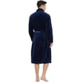 thumbnail image 3 of U2SKIIN Mens Fleece Robe, Soft Warm Long Plush Shawl Collar Fleece Bathrobe,(Navy,S-M), 3 of 5