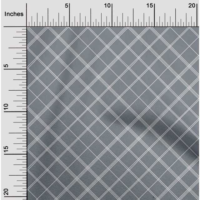 oneOone Cotton Poplin Fabric Check & Geometric Printed Craft Fabric BTY 56 Inch Wide