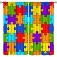 thumbnail image 1 of Puzzle Kitchen Curtains, Colorful Puzzle Pieces Fractal Children Hobby Activity Leisure Toys Cartoon Image, Window Drapes Set 2 Panels,42x54 Inches, 1 of 8