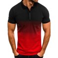 thumbnail image 1 of Innerwin Polo Shirt Lapel Neck Mens Tops Sport Zipper Basic T Shirts Red XL, 1 of 2