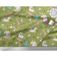 thumbnail image 2 of Soimoi Green Rayon Crepe Fabric Unicorn & Rainbow Nature Print Fabric by Yard 46 Inch Wide, 2 of 5