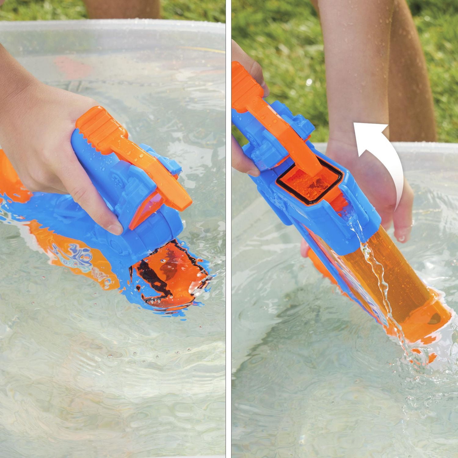 Nerf Super Soaker Flip Fill, blaster à eau à remplissage rapide, capacité de 887 mL d'eau, jouets d'eau
