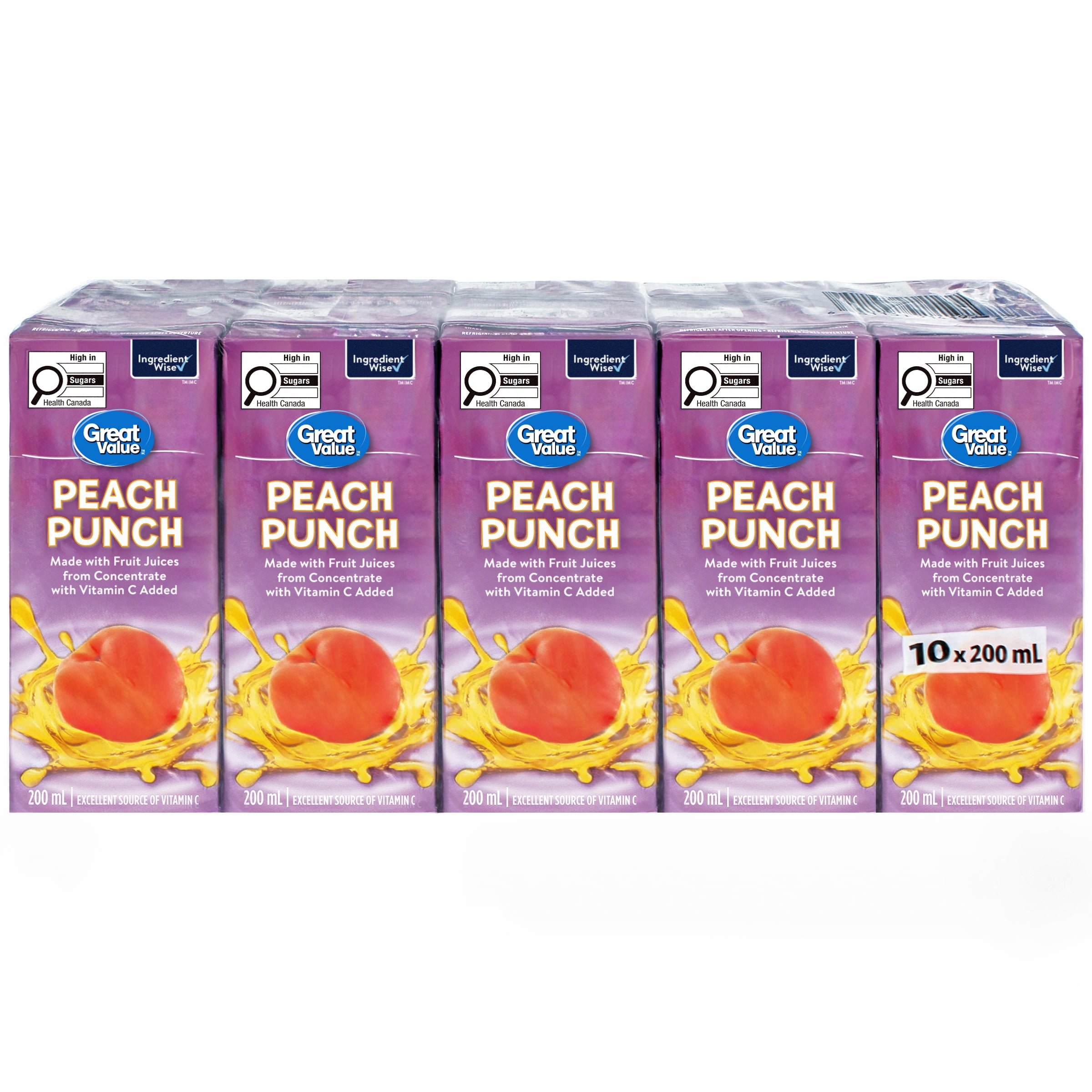 Great Value Peach Punch 200ML, pack of 10 - Walmart.ca