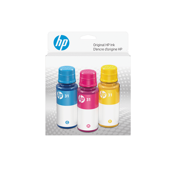 HP 31 Cyan, Magenta, Yellow Ink Bottles (3-Pack) | Works Smart Tank 5000, 6000, 7000 Series Smart Tank Plus 500, 600 Series