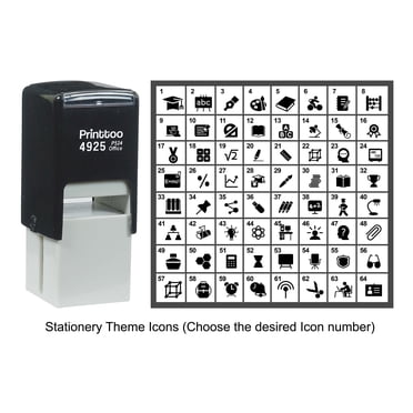 Printtoo Personalized Stationery Theme Icons Rubber Stamp Self Inking Stamper 24 mm-Violet