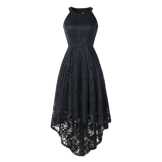 CEHVOM Robe Midi Élégante Vintage Unie Sans Manches à Col Rond pour Femme avec Fermeture Éclair