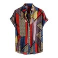 thumbnail image 1 of Leutsin Men Short-Sleeved Printed Color Buttons Cardigan Casual Shirt Tops, 1 of 3