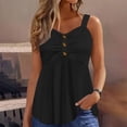 thumbnail image 3 of Craaazy Womens Fashion Ruched Button Detail Cami Tops, Flared Hem Sleeveless Blouses for Beach, Daily Wear & Vacation Gifts, 3 of 9