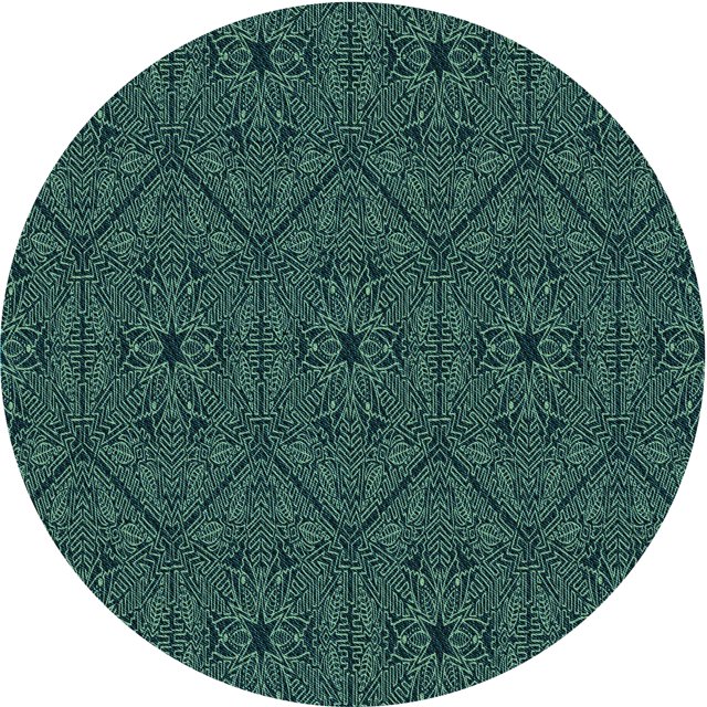 Ahgly Company Tapis d'Intérieur Ronds Transitionnels Lavables à la Machine Vert Sarcelle Profond, 6 Pieds Rond