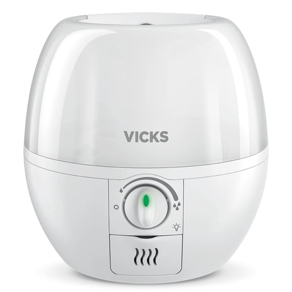 Vicks VUL500C 3-in-1 SleepyTime Ultrasonic Humidifier Diffuser Night-Light, Small Humidifier for Baby, Bedroom, Office Desk, with Variable Output Control, Scent Pad Slots
