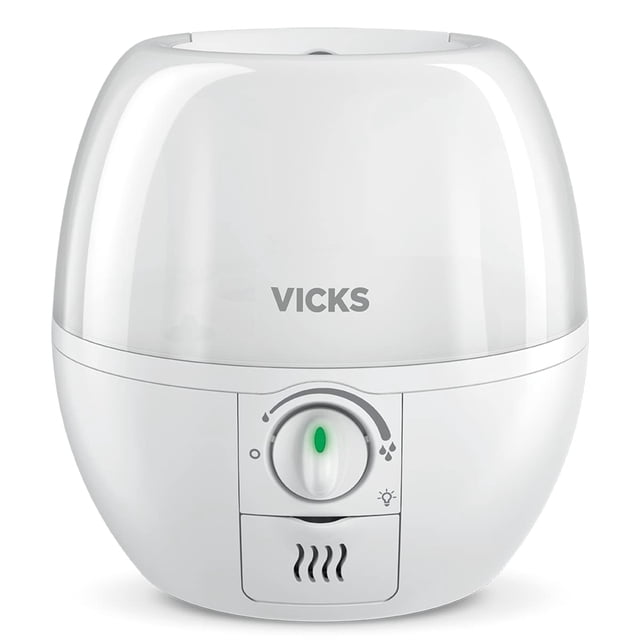 Vicks VUL500C 3-in-1 SleepyTime Ultrasonic Humidifier Diffuser Night-Light, Small Humidifier for Baby, Bedroom, Office Desk, with Variable Output Control, Scent Pad Slots