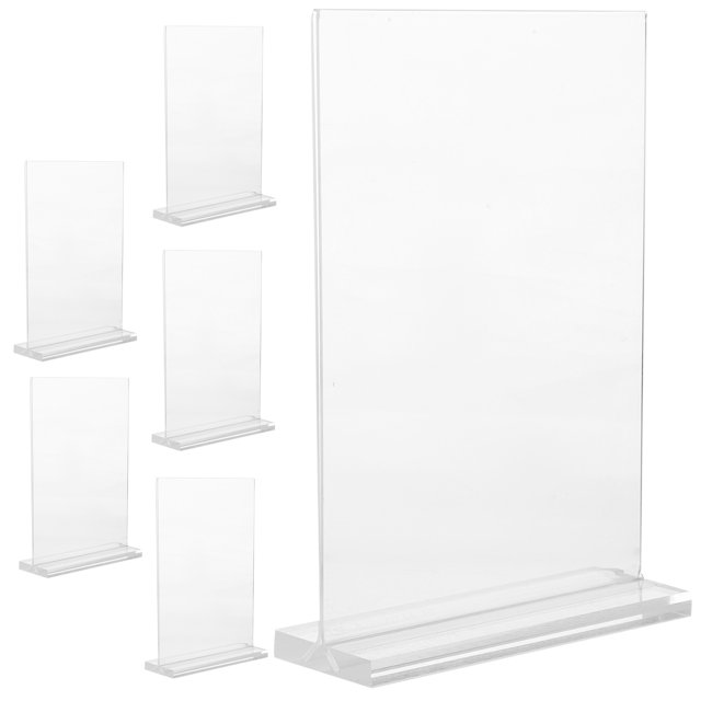 IDEANATEGRATE 6pcs Poster Stands For Display Transparent Acrylic Sign Holder For Business Cards
