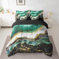 thumbnail image 2 of YST Green Marble 7-Piece Abstract Art Bedding Set, Twin Size Comforter Set, Stone Pattern, Gold Metallic, 2 of 4