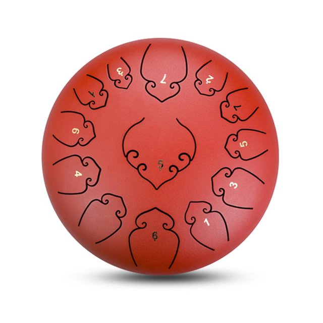 yingyy Steel Tongue Drum 13 Notes 12 Inch Handpan Steel Drum Hand Drums Percussion Instrument red