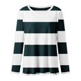 thumbnail image 5 of ManxiVoo T-Shirt à Manches Longues pour Femme à Rayures Imprimées, Col Rond, Confortable, T-Shirt Graphique d'Automne, Blouse Légère, Taille P, Vert Noirâtre, 5 of 5